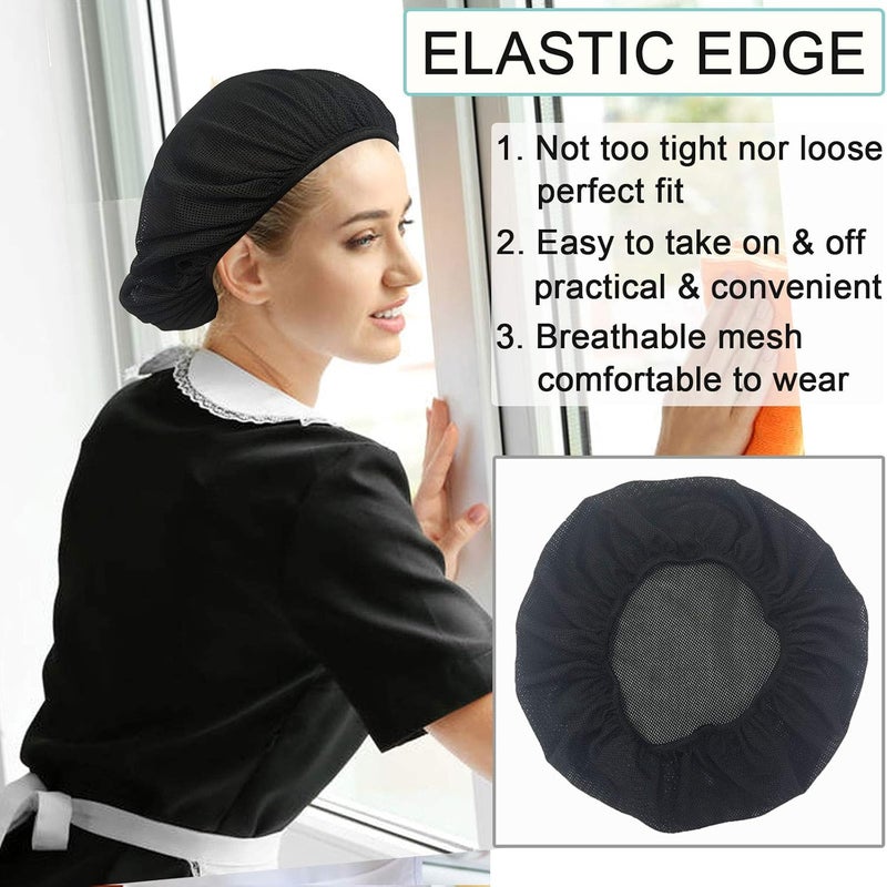 Uaussi 4 or 8 Pack Chef Hat Kitchen Cooking Chef Cap Adjustable Food Service Hair Nets Reusable Washable Mesh Bouffant Beanie - Image 2